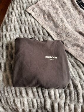 White Fox Boutique Charcoal Gray Logo Sweatshirt L/XL